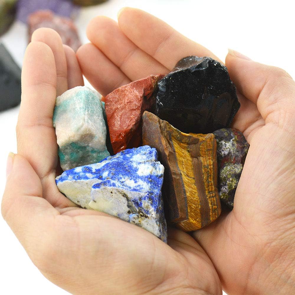 Unihom 3 lbs Bulk Rough Madagascar Stones Mix - Large 1" Natural Raw Stones Crystal for Tumbling, Cabbing, Fountain Rocks, Decoration,Polishing, Wire Wrapping, Wicca & Reiki Crystal Healing: Home & Kitchen