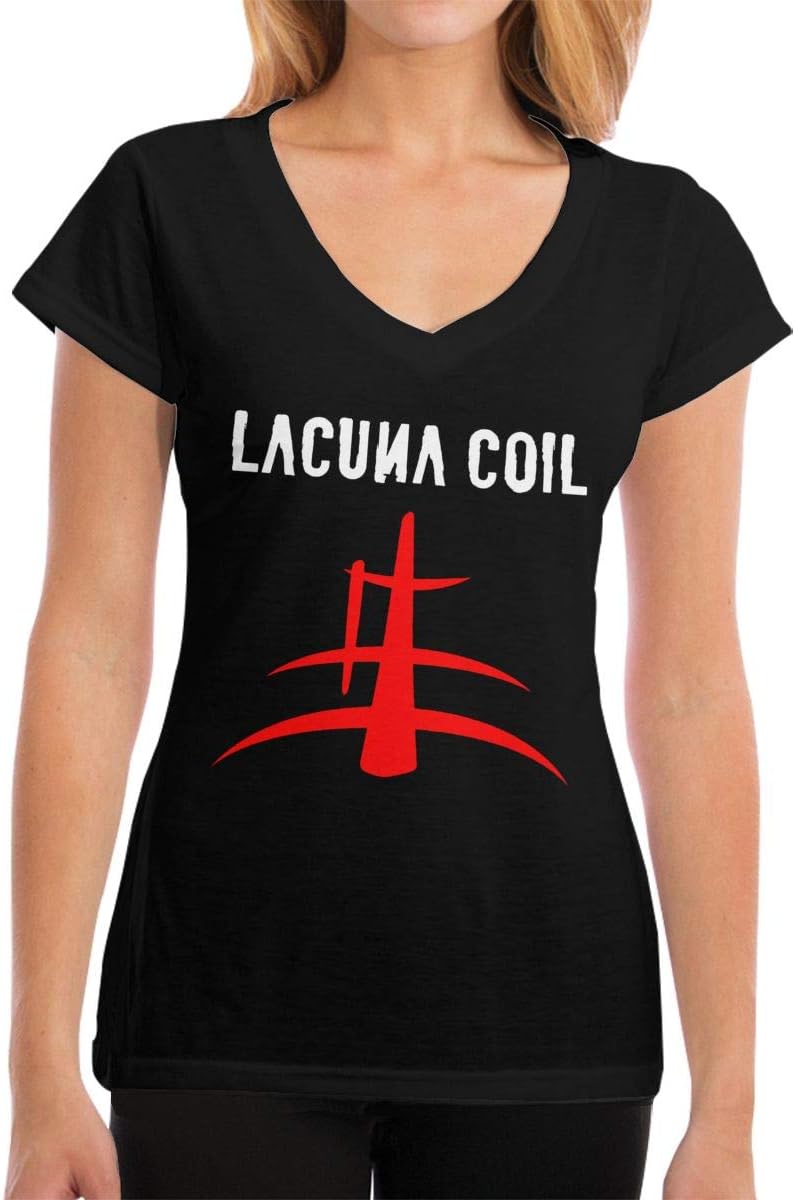 Denver T Hurst Lacuna Coil Logo Women's V-Neck T-Shirt for Summer