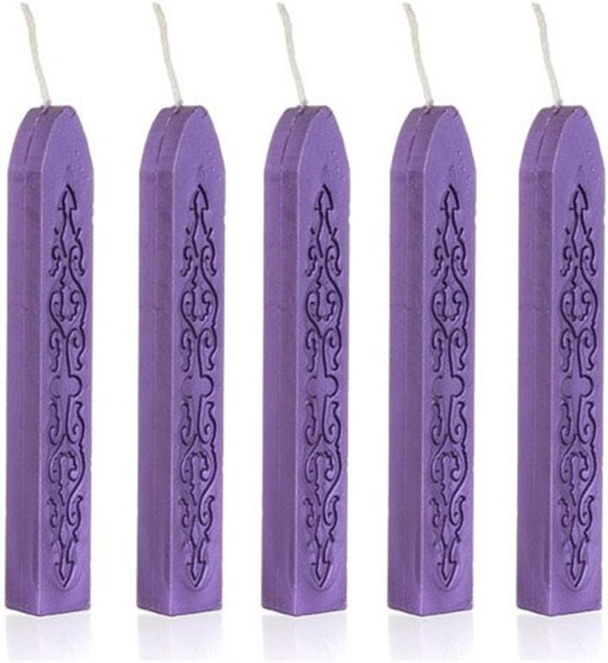 wax candle bougie, etraderno Manuscript Sealing Seal Wax Sticks with Wick 5 Pcs (Purple)