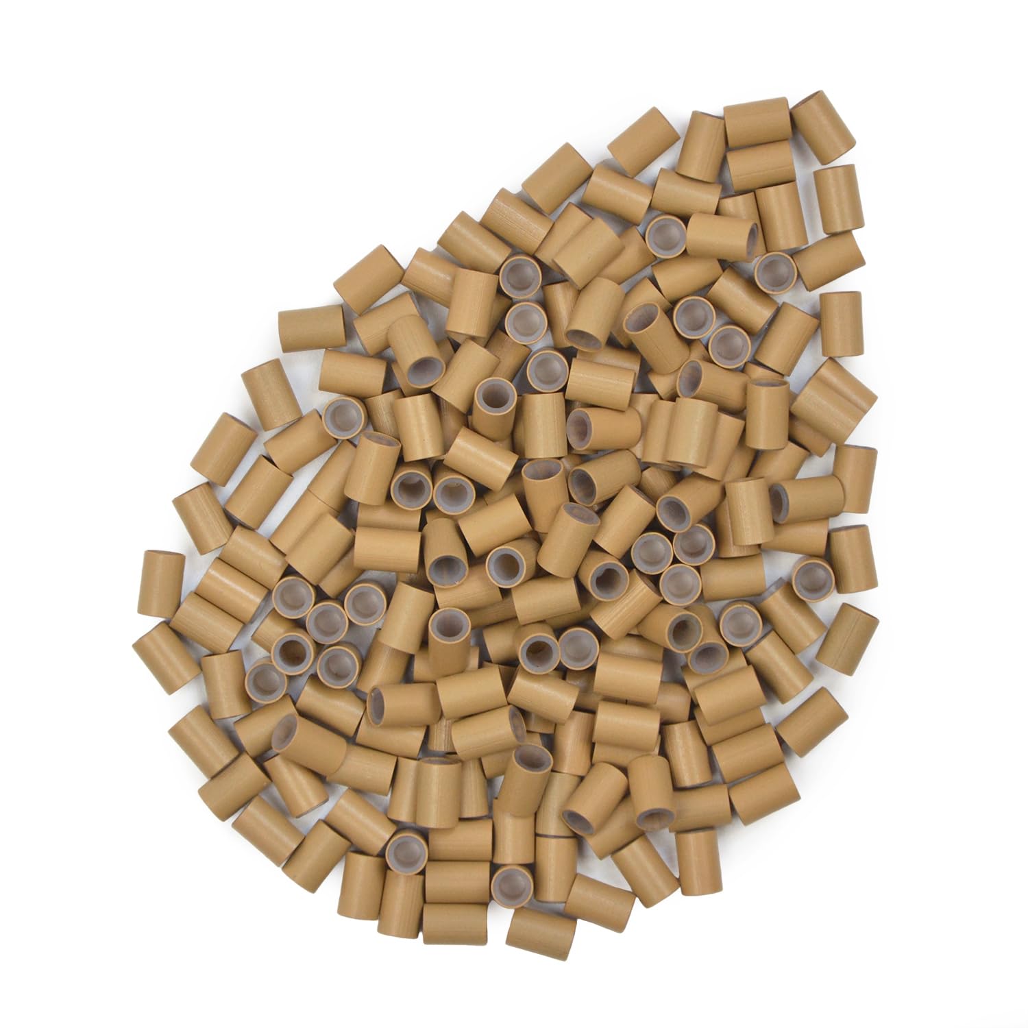4.0 * 2.8 * 6.0 mm Copper Tube Micro Link Beads with Silicone Lined Micro Ring Hair Beads for I-Tip Hair Extensions (500 Pcs Dark Blonde)