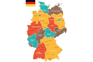 POSTER FOUNDRY Geographical Map of Germany Travel World Map with Cities in Detail Map Posters for Wall Map Art Wall Decor Geographical Illustration Tourist Travel Destinations Cool Wall Art Print Poster 24x36