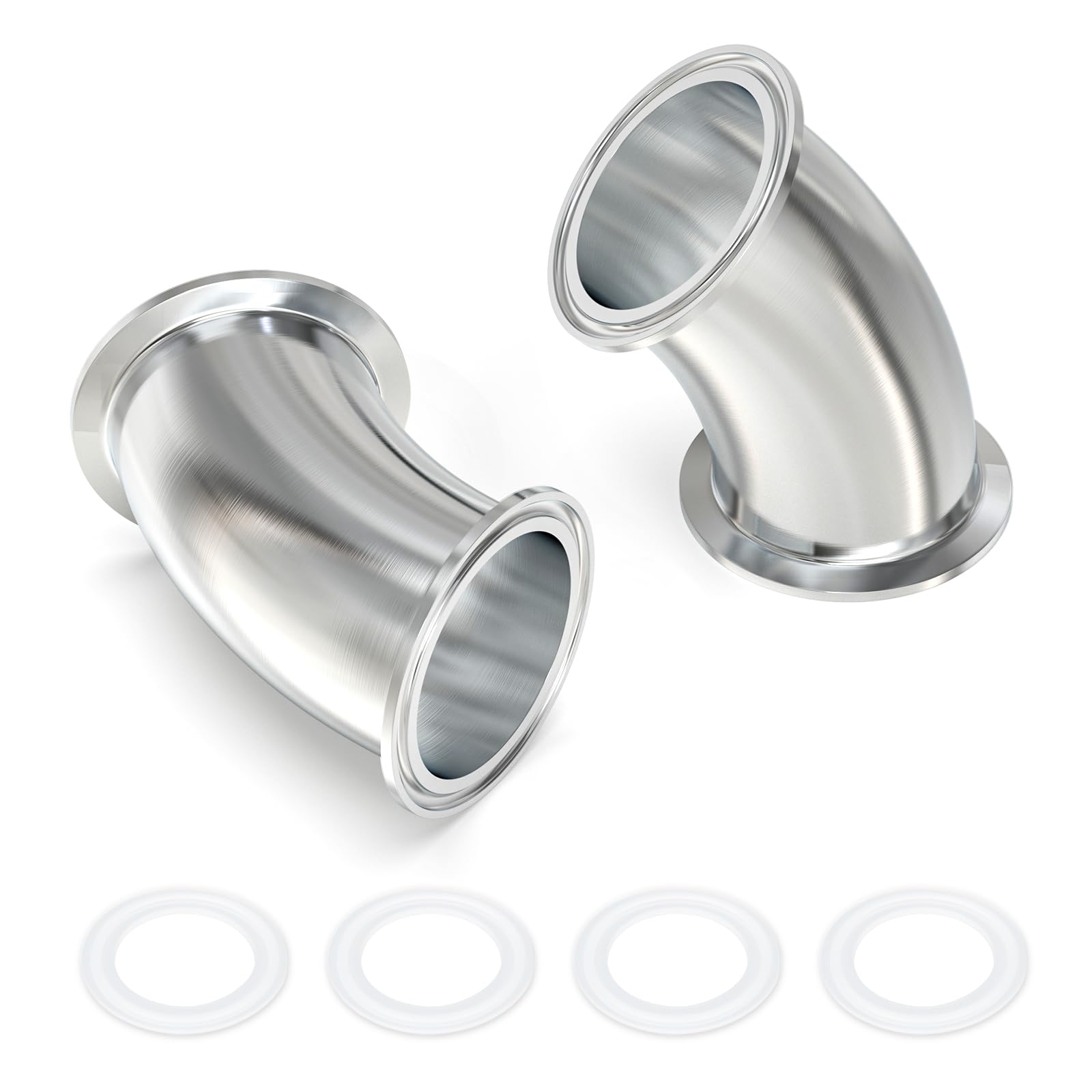 TAISHER 2PCS 304 Stainless Steel 1.5" Tube OD 45