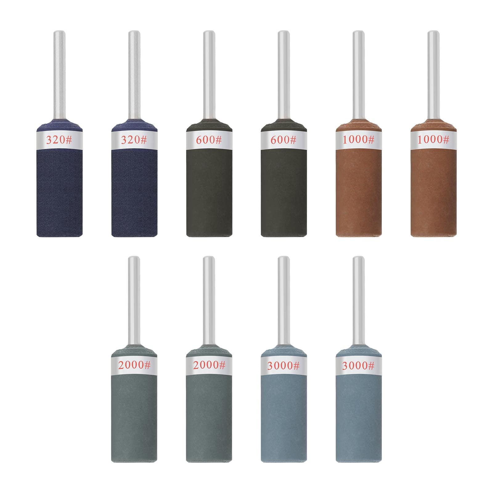 SG Store 10Pcs Sandpaper Grinding Head Sandpaper Stick Sanding Drums Sleeves Sandpaper Abrasive Wheel Woodworking Polishing Tool 320-3000 Grit