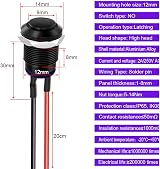 Gebildet 12mm Prewired IP65 Self-Locking Push Button 2A 250V AC view 5