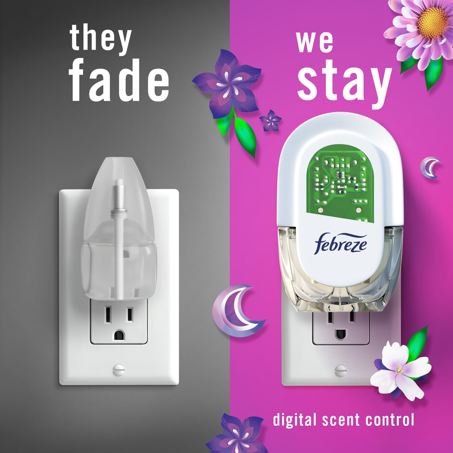 Febreze Odor-Fighting Fade Defy PLUG Air Freshener, Gain Moonlight Breeze, Gain Original, 0.87 fl. oz. Oil Refills, 4 Refills (2 of Each)