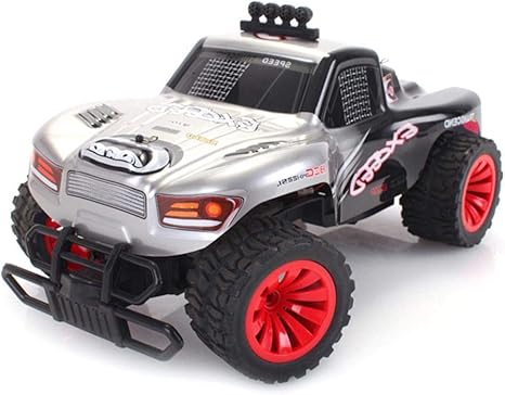 Coche teledirigido con mando a distancia – Coche eléctrico de alta velocidad Drift RC de cuatro ruedas motoras – 1: 16 escala completa plata: Amazon.es: Bebé