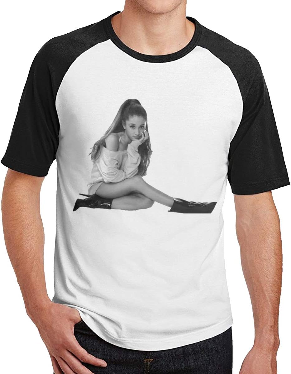Sareesper Ariana Singer Grande White Shirt Light Short Sleeve T-Shirt Band for Mens Black