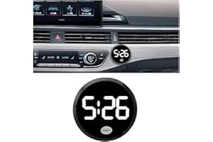 Ywdiml Car Dashboard Digital Clock, Stick On Luminous Small Vehicle Electronic Watch with LED Time Display, Touch Activated Round Automotive Clock, Universal for Sedan SUV Truck (White)