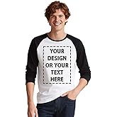 Custom T-Shirts Raglan Baseball Length Sleeve Add Your Own Design Or Text of Personalize The Long-Sleeve T-Shirts White
