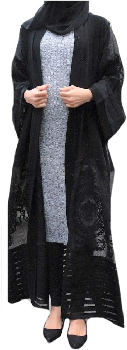 Abetteric Womens Embroidered Dubai Style Cardi Robe Muslim Dresses Abaya