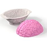 Brain Silicone Mold - Brain Cake Mold with Support Base, 3D Realistic Silicone Human Brain Gelatin Mold 3'' Deep Brain Baking Pan for Candy Breakable Chocolate Jelly or Pudding