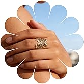Xduargs Boho Butterfly Finger Ring Gold Tribal Open Knuckle Rings Vintage Metal Butterfly Wrap Open Ring Filigree Animal Adjustable Stacking Rings Jewelry for Women