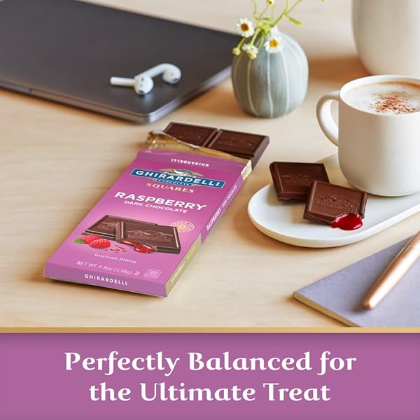 GHIRARDELLI RASPBERRY DARK CHOCOLATE SQUARES BAR, 4.8 OZ BAR