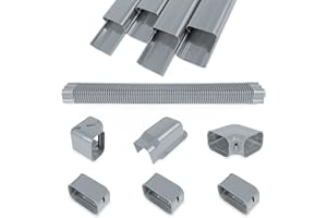 MOOITEK 4" 16.5Ft PVC Decorative Line Set Cover Kit for Ductless Mini Split Air Conditioners Heat Pump System and Central AC(Total Length), Grey