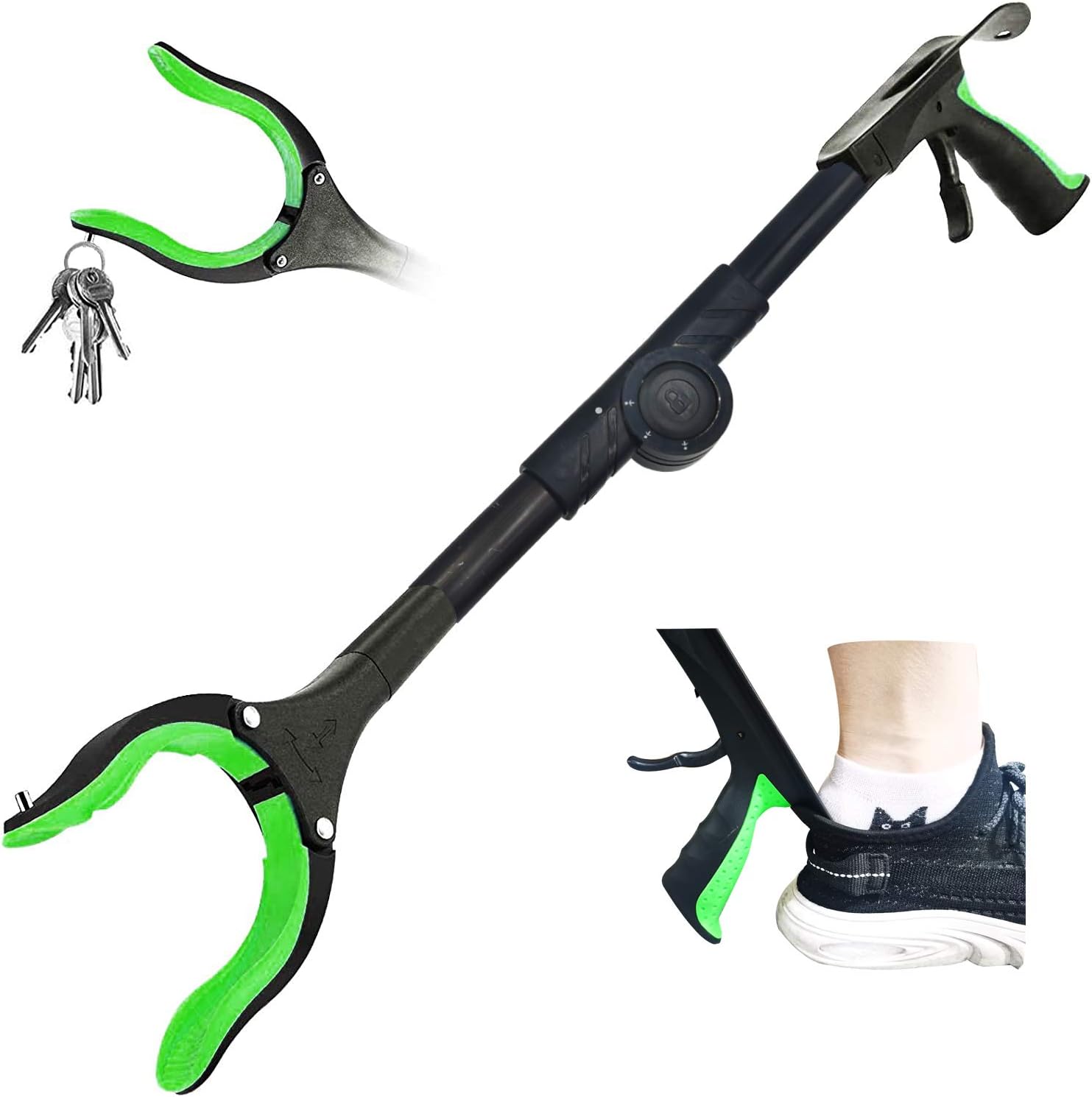 Reacher Grabber Tool, 90° Rotating Head, 32" Foldable Claw Grabber with