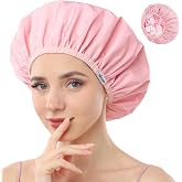 Years calm Shower Caps for Women Reusable Waterproof Double Layer Hair Cap | Both Sides Usable, Reversible Pattern &amp; Solid Color Design, Soft Elastic Keeps Hair Dry for shower Spa Travel