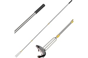 Cyfie Telescopic Multi-Size Fishing Gaff Hook for Flounder Gig, Stainless Steel Fishing Hunting Harpoon Pole with Spear Hook Barbed, Heavy Duty Frog Flounder Gig for Ice Fishing Saltwater Sea