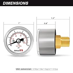 AetralYB 0-15 Psi Pressure Gauge, 1" Dial, 1/8 Npt
