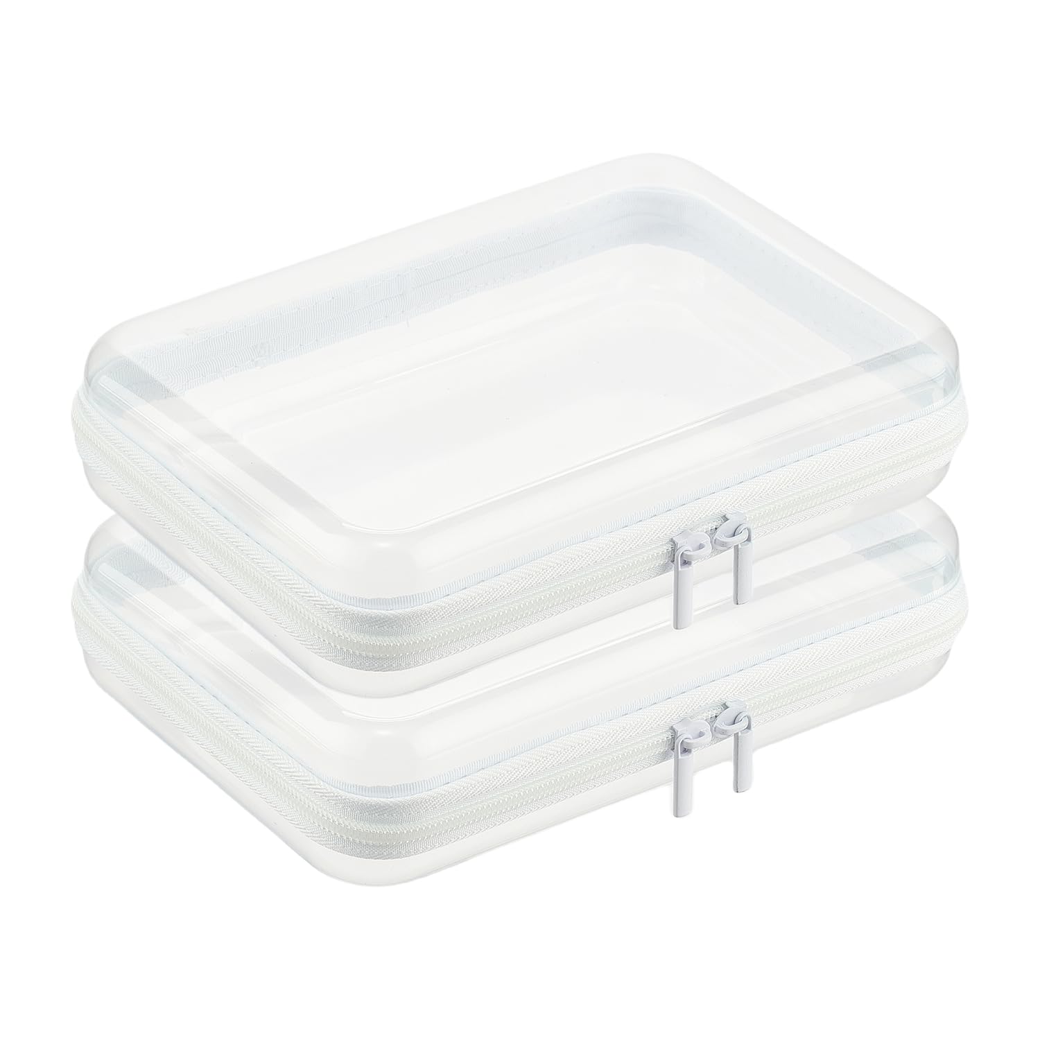 Photo 1 of 2 PCS Clear Zippered Hard Pouch, Durable, Waterproof Storage Case for Cosmetics, Jewelry, Toys, and Office Supplies, Hard Shell Zipper Case for Home, Travel, and Outdoor Use (8.6x6.1x2.5in, 2 Count)