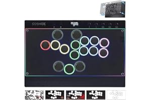 Sehawei Haute42 Arcade Stick C16 Magnetic All-Button Arcade Controller 16Keys with RGB Rims,Premium Black Leverless Fight Sti
