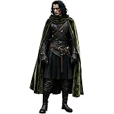 L'VOW Medieval Black Cloak with Hood Renaissance Hooded Cape for Halloween Assassin Creed Ninjia Cosplay