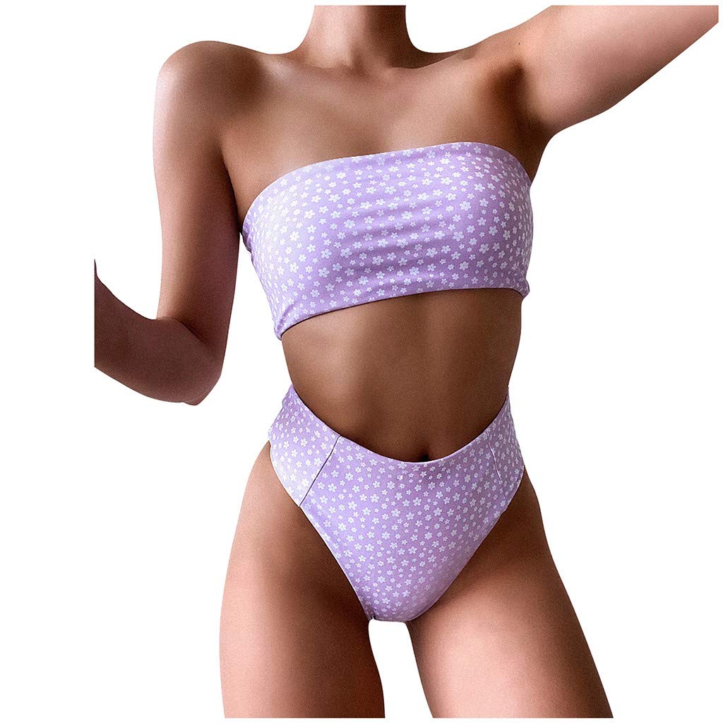purple high waisted swimsuit
