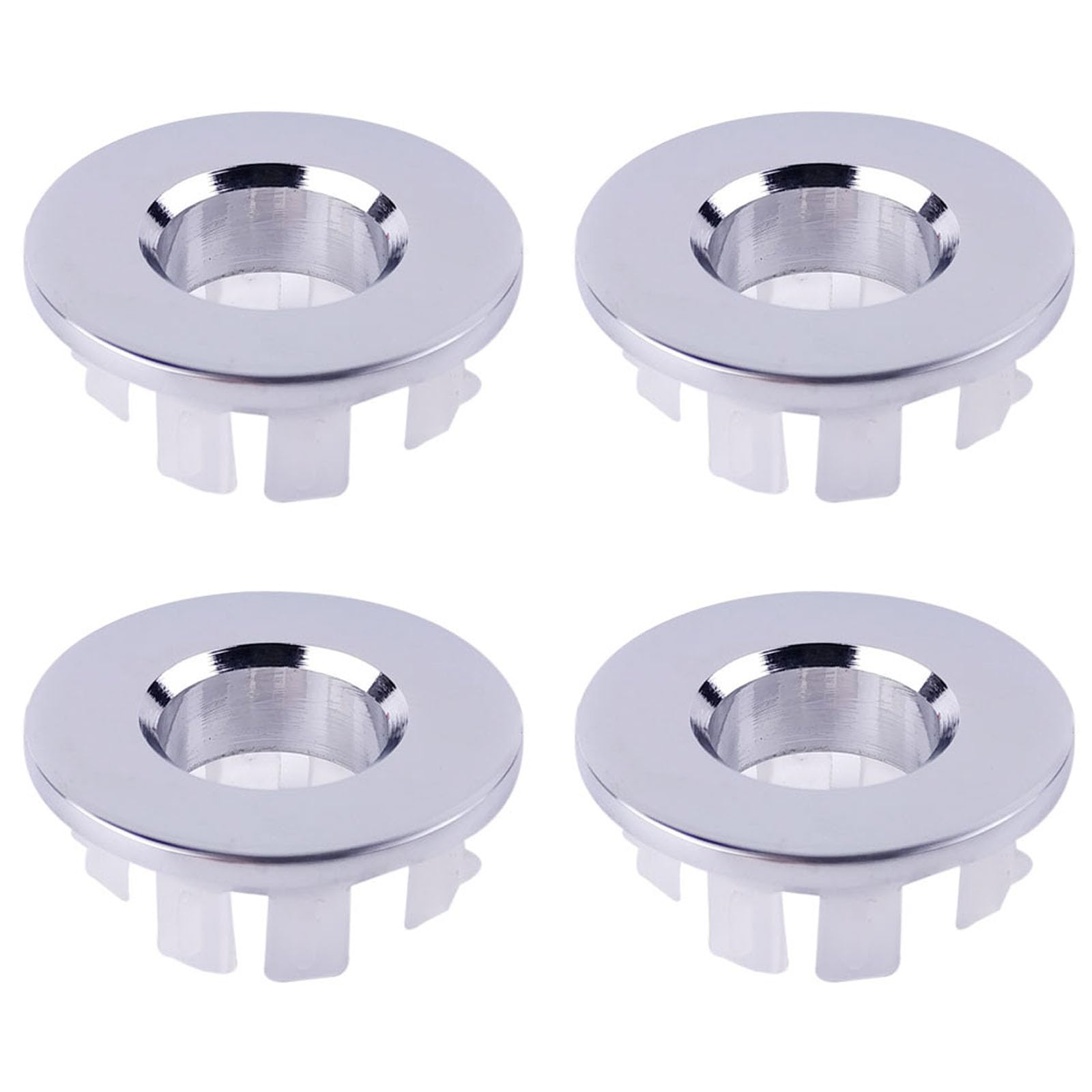 4Pcs Sink Overflow Cap Round Overflow Hole Cover Round Basin Overflow Drain Cap Sink Hole Cap Basin Trim Drain Cap for Bathroom Kitchen Sink(Silver)