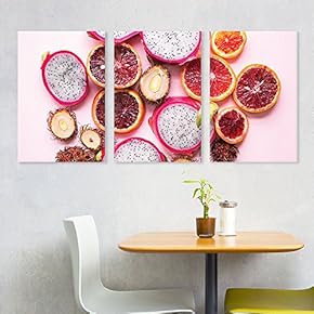 3 Panel Canvas Wall Art - Various Kinds of Fruits Slices - Giclee Print Gallery Wrap Modern Home Art Ready to Hang - 16"x24" x 3 Panels