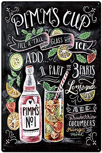 Those Little Extras Pimms Cocktail Metal Bar Sign 20cm x 30cm Wall Plaque Decoration for Home Cocktail Bar Pub Restaurant (Pimms)