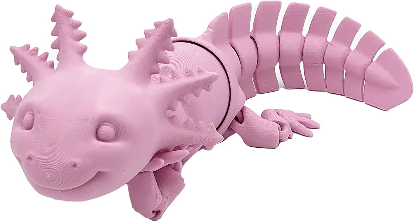 Mixed Media - 3D Printed Articulated Flexi Axolotl Fidget Toy (Blue Whale Grey)
