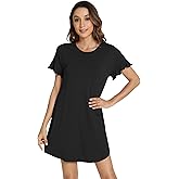 WiWi Womens Nightgowns Soft Nightgown Sleepwear Summer Viscose from Bamboo Nightshirt Pajama Night Shirts S-XXL