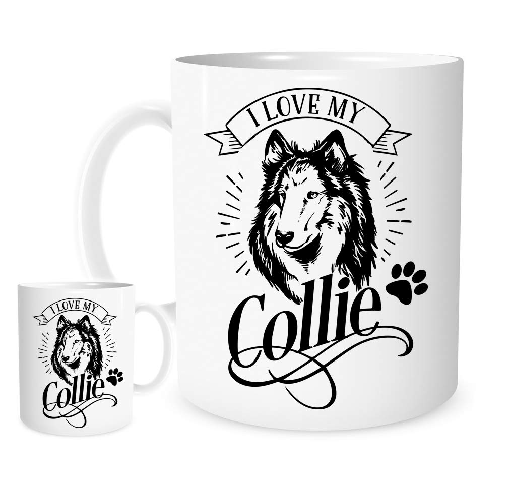 11OZ I Love My Collie Dog Mug,A Lovely Ceramic Gift Mug Featuring A Cute Collie Dog