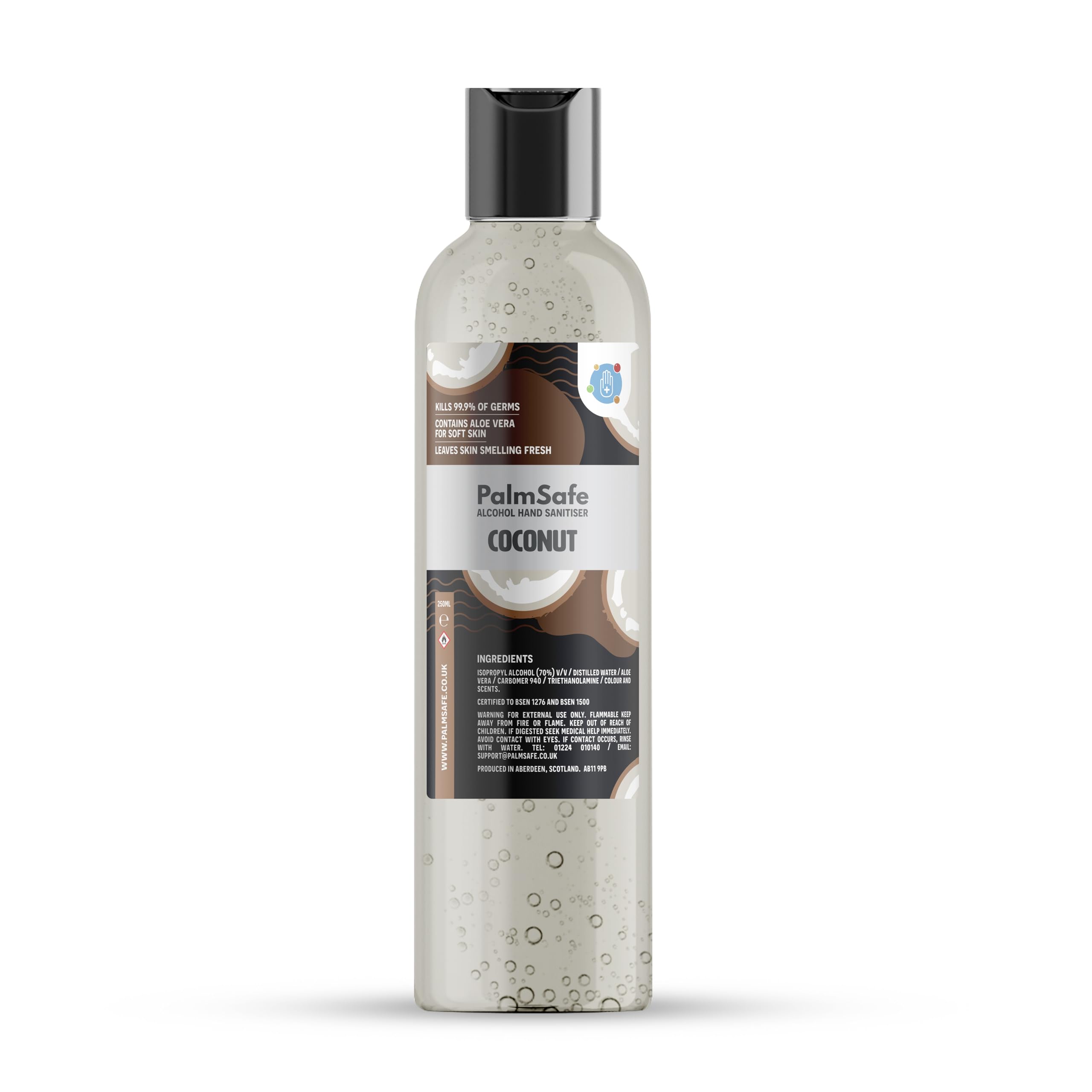 Palm Safe Coconut Alcohol Hand Sanitiser 250 ml Disc Top Bottle