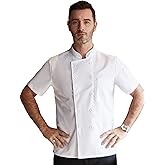 KITCHIEF Black Chef Coat With Mesh Lightweight Chef Jacket Men Short Sleeve Chef Uniform for Kitchen,Restaurant,Bakery