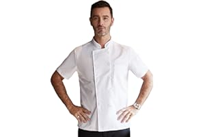 KITCHIEF Black Chef Coat With Mesh Lightweight Chef Jacket Men Short Sleeve Chef Uniform for Kitchen,Restaurant,Bakery