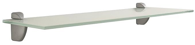 Element System Wandregal aus Glas Venecia, Badezimmerregal 450 x 150 x 6 mm, Glasablage satiniert, Glasregal silber