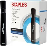 Staples Tank Permanent Markers, Chisel Tip, Black, Duramark, 12-Pack | Bold ink markers for labeling, shipping, and industrial applications.