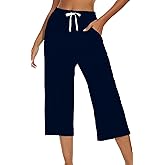 Kabento Women Pajama Pants Capri Cotton Sleep Lounge Pj Bottoms with Pockets