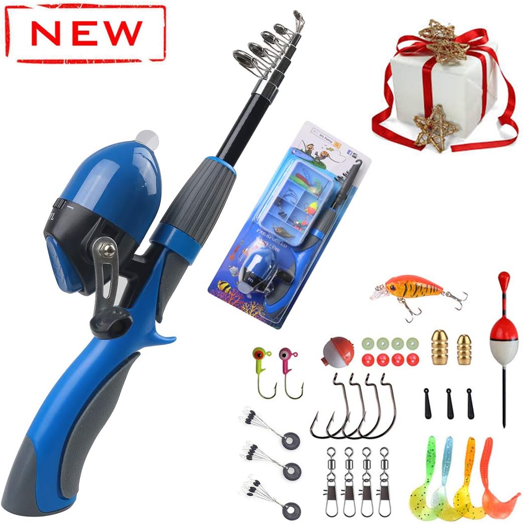 Kids Fishing Pole and Reel Combo Kit – Fun Fishing Spincast Gear for Boys and Girls – with Tackle Box, Fully Equipped