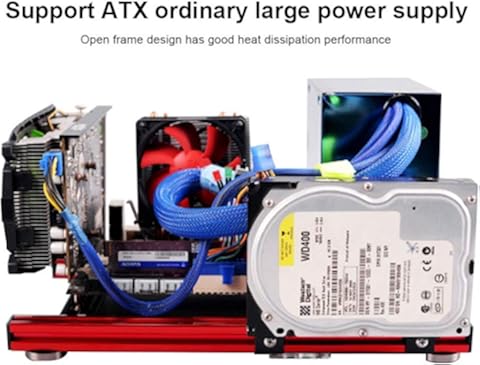 Estuche para computadora de marco abierto de bricolaje, estuche M-ATX de desmontaje de aleación de aluminio 20 * 20, con ranura para tarjeta extendida PCI de 4 piezas, posición de disco duro extendido