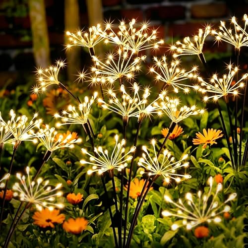 yowin Solar Outdoor Garden Light, 2 Pieces LED Solar Firework, 8 Modes Outdoor Lighting Firefly Solar, Waterproof Solar Light for Garden, Lawn, Terrace, Christmas Decoration