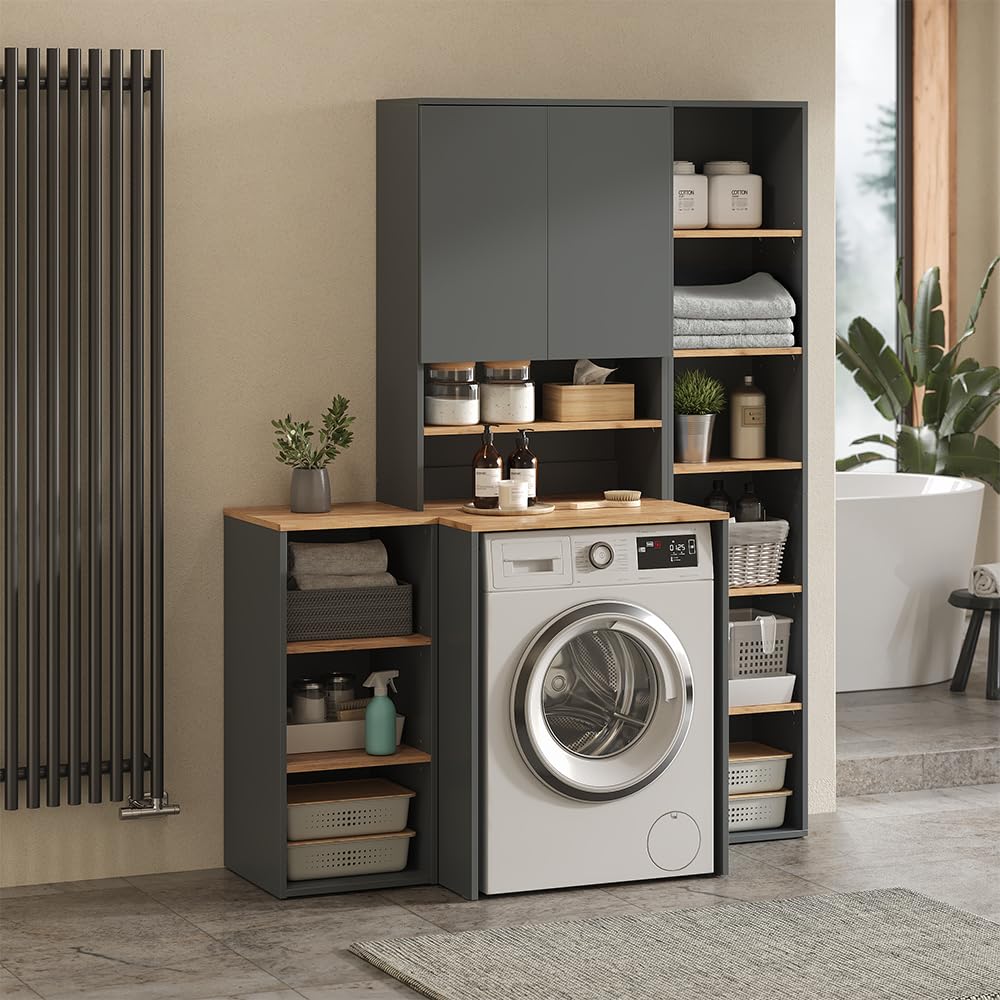 Vicco Waschmaschinenschrank Anthrazit/Goldkraft Eiche Viktor 68x88x60 cm - Badezimmerschrank für die Waschmaschine, Praktische Umrahmung für Waschmaschine oder Trockner 6