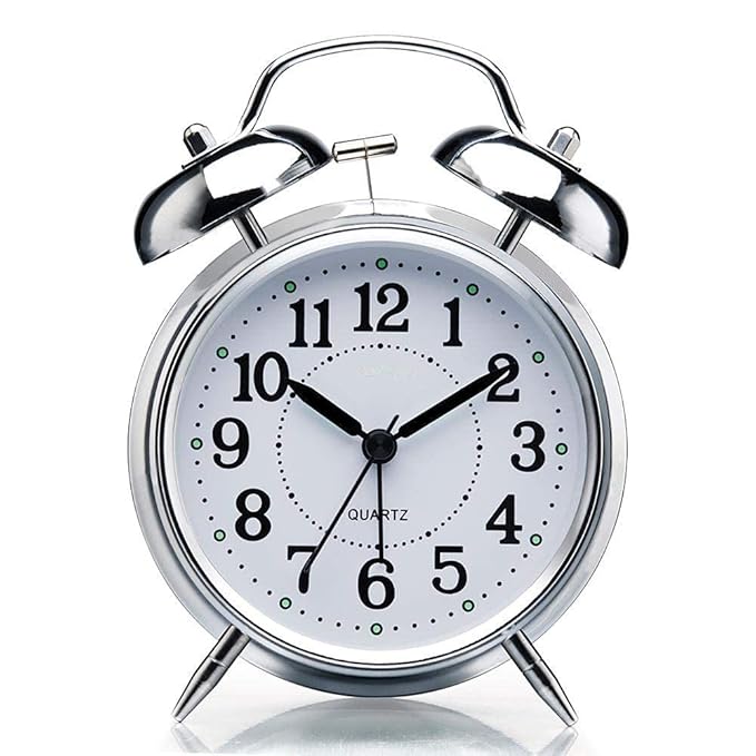 Buy Twin Bell Table top Alarm Clock with Night LED Light Display Copper