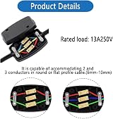 WUBAYI 4 Pcs 3 Terminal Electrical Junction Box 13A 250V Black view 3