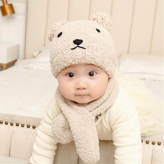 Amazon Co Jp ニット帽 赤ちゃん帽子 ベビー 帽子 キッズハット ベビー ニットキャップ 赤ちゃん 帽子秋冬 暖かい赤ちゃん セーターニット帽子子供男の子女の子スカーフキャップ 防寒帽子 ベビー 保温 赤ちゃん ハット Kkoboli Color Beige Hat Scarf Size 0