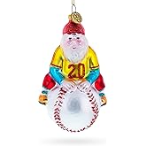 Baseball Santa with Jersey #20 Glass Christmas Ornament
