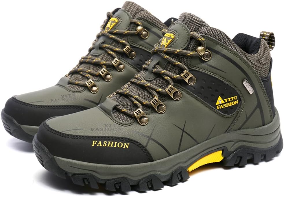 GOMNEAR Hiking Boots Men High Top Trekking Shoes Outdoor Non Slip Ankle Support Backpacking Climbing Big Size Sneakers