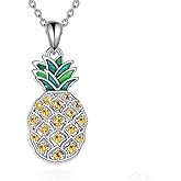 Pineapple Necklace 925 Sterling Silver Dainty Cubic zirconia Pineapple Pendant Necklace Jewelry Gift for Women