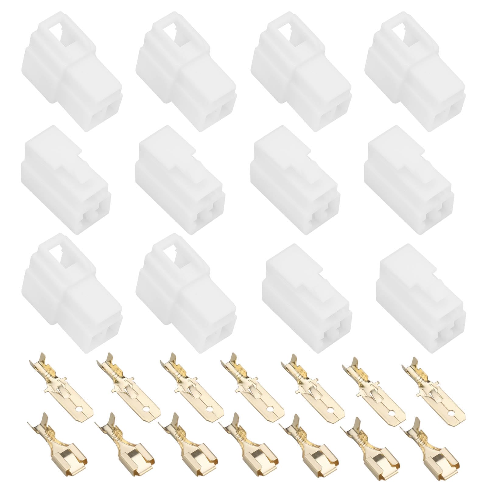 ECSiNG 10Sets 3 Pin Automotive Electrical Wire Connector Male Female Cable Terminal Plug Kits for Motorcycle Ebike Car 6.3mm Connector White