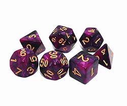 CREEBUY 7Pcs DND Dice Set Black Purple RPG